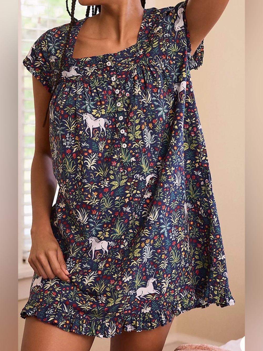 Printfresh Unicorn Pintuck Organic Cotton Floral Pajama Dress